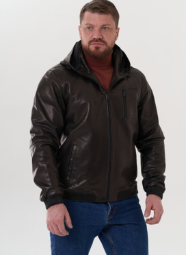Куртка черного цвета из натуральной кожи