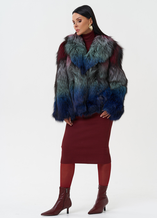 Шуба из меха чернобурки модель № 28591 универмаг малина