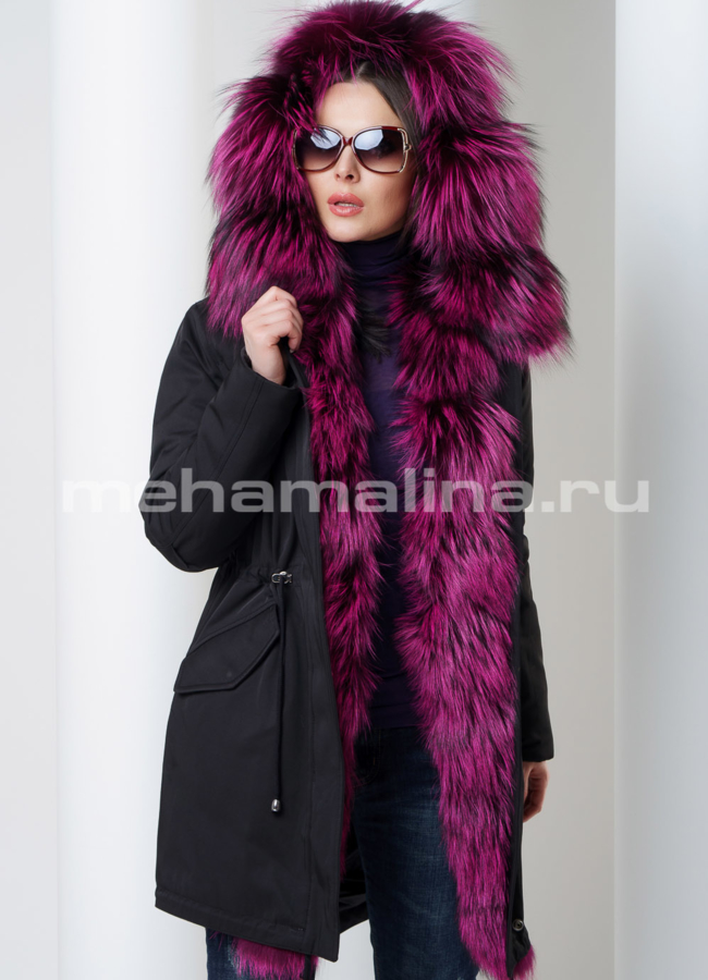 Парка модель № П-140 меха малина