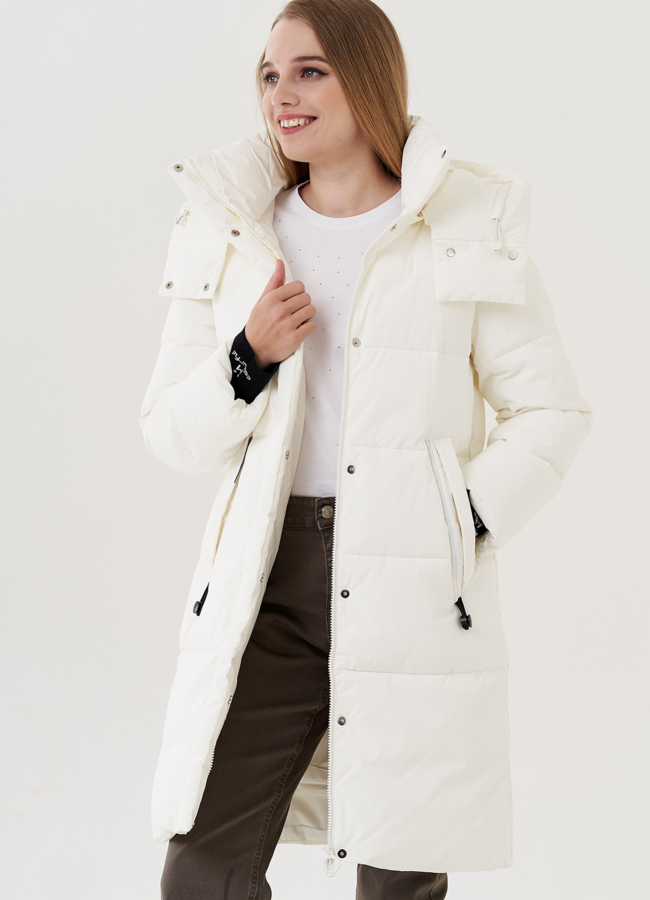 Женский пуховик с капюшоном  модель № 24949 универмаг малина