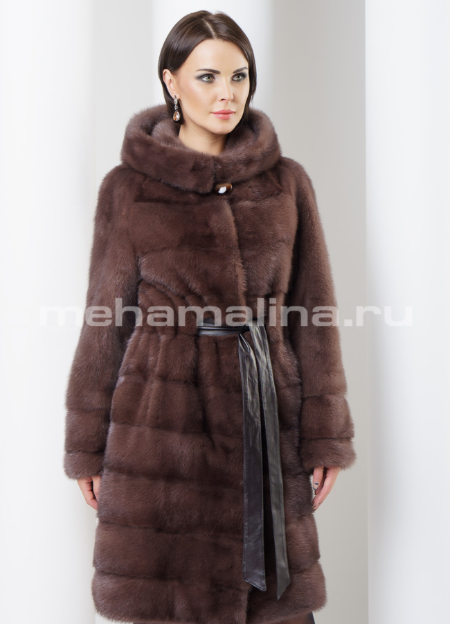 Норковая шуба, цвет соболь модель № S-458 универмаг малина
