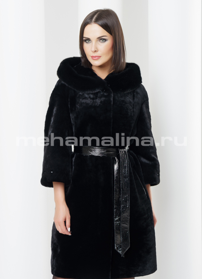 Шуба из мутона черного цвета модель № S-427 универмаг малина Шуба из мутона черного цвета модель № S-427 универмаг малина