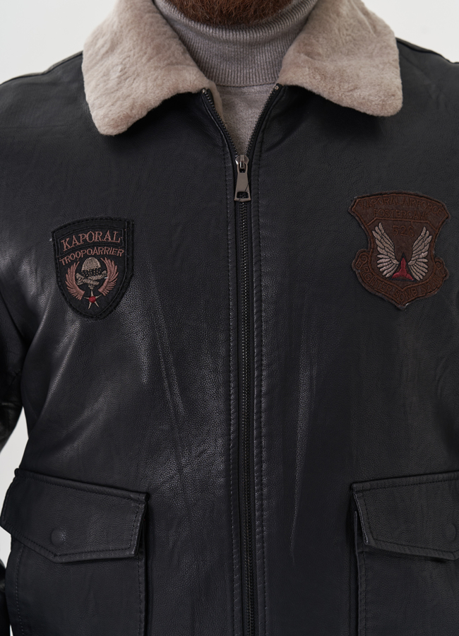 Мужская дубленка из эко кожи модель № 26785 универмаг малина