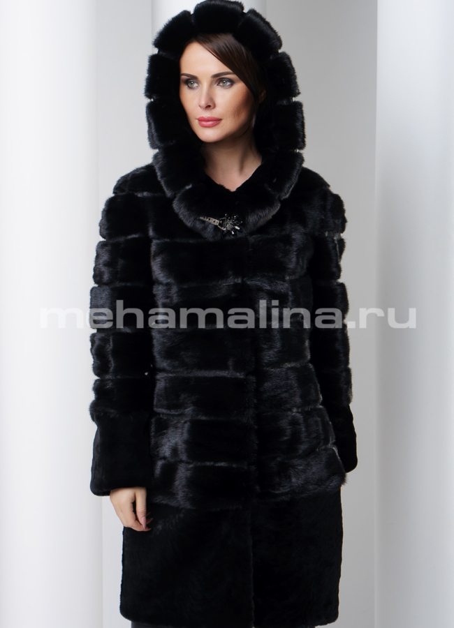 Норковая шуба трансформер модель № S-550 меха малина