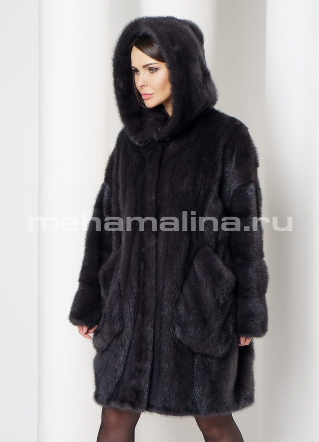Шуба из норки oversize модель № S-691 универмаг малина