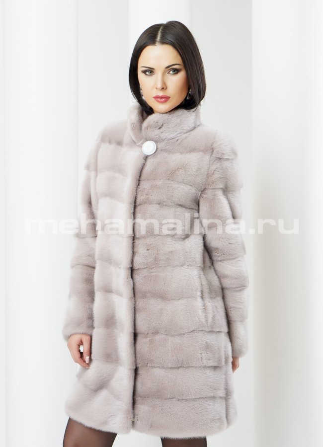 Шуба из норки модель № S-376 меха малина