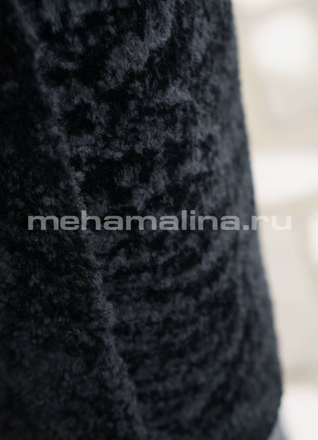 Дубленка черного цвета на кнопка с воротником модель № 3201-98 универмаг малина