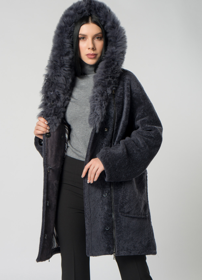 Куртка из мутона оверсайз модель № 1507 универмаг малина