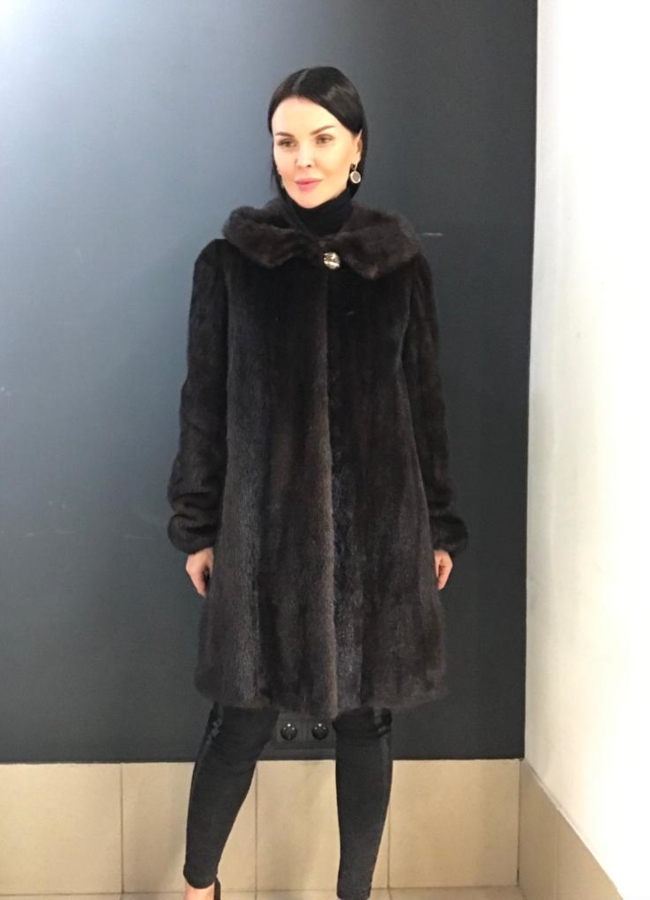 Норковая шуба балетка с капюшоном модель № А-10 меха малина