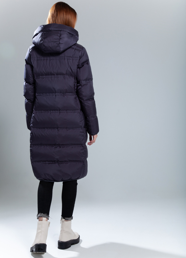 фото Пуховик женский с капюшоном серого цвета модель № 908YВ