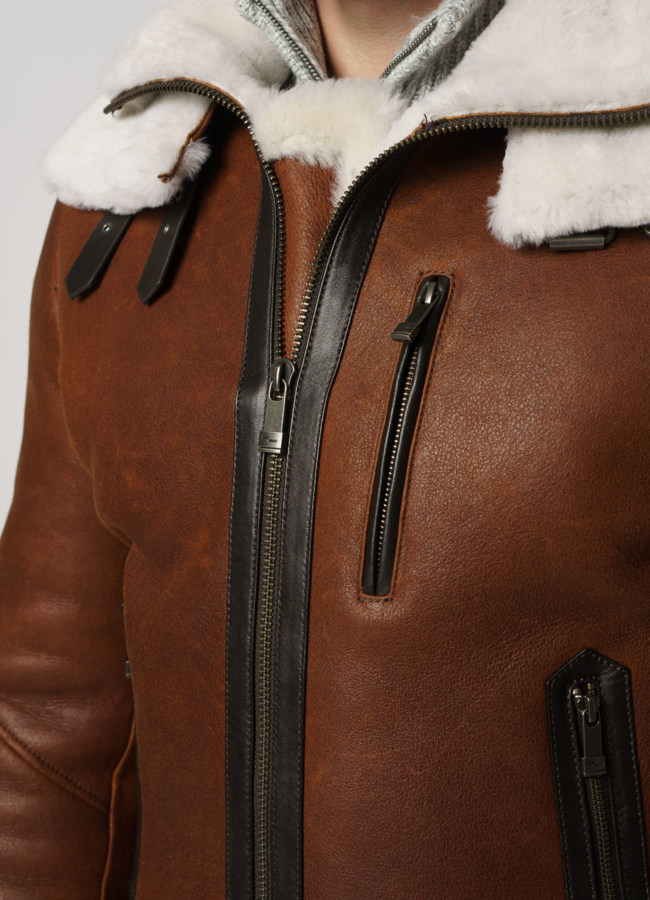 Дубленка пилот на молнии модель № DM-128 в рассрочку