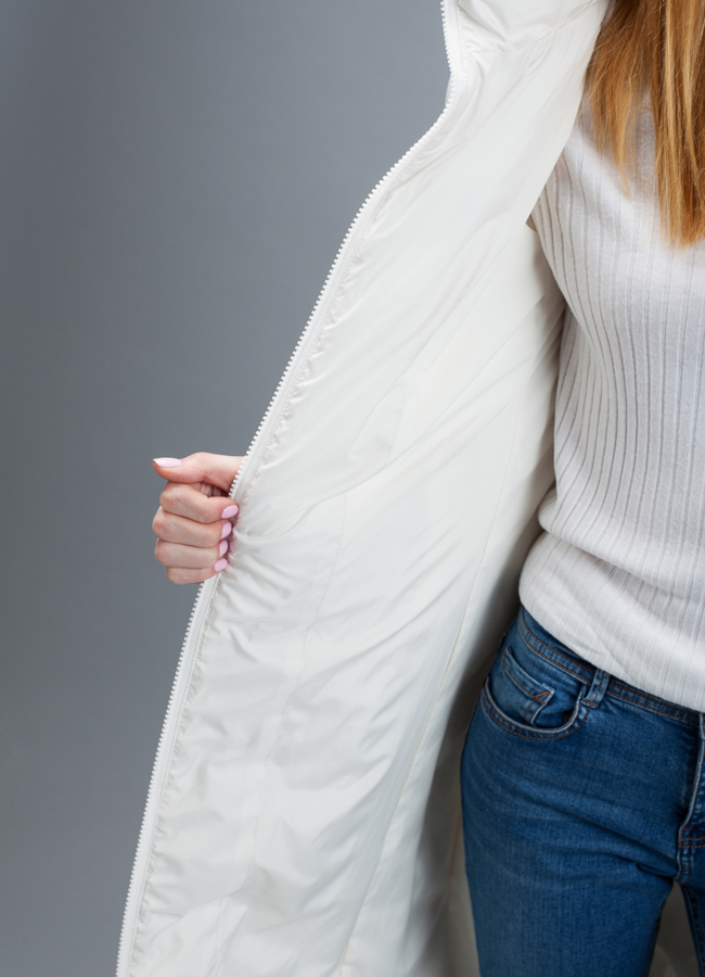 Пуховик женский на биопухе модель № П-330 универмаг малина