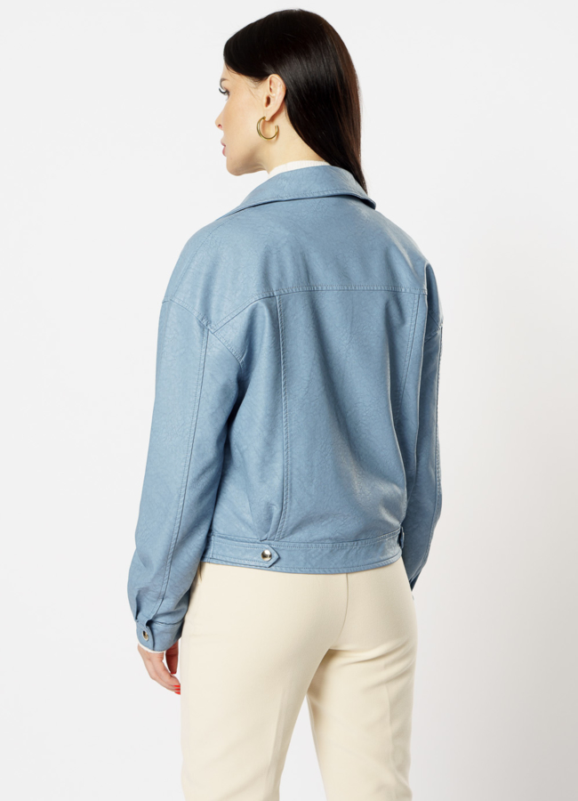 Куртка из эко кожи голубого цвета модель № 20627 универмаг малина