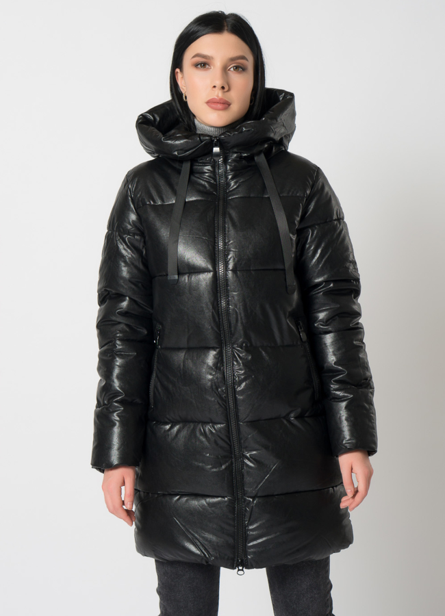 Пуховик из эко кожи модель № 2123-1 универмаг малина