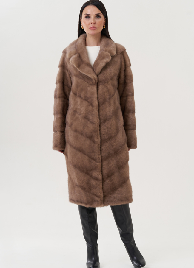 фото Шуба из норки с английским воротником  модель № 25734