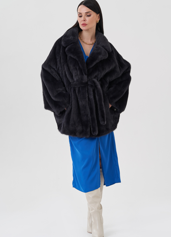 фото Шуба из норки с английским воротником  модель № 24657