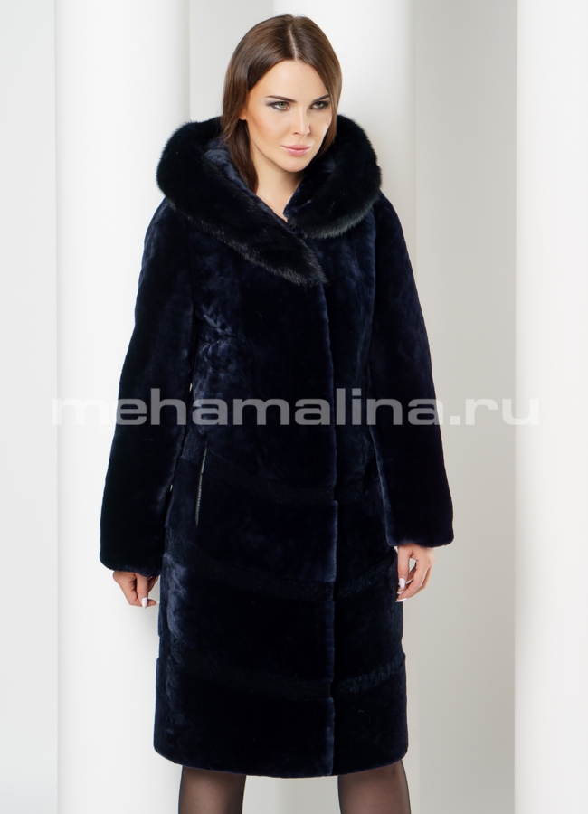 Шуба баллон модель № S-612 меха малина