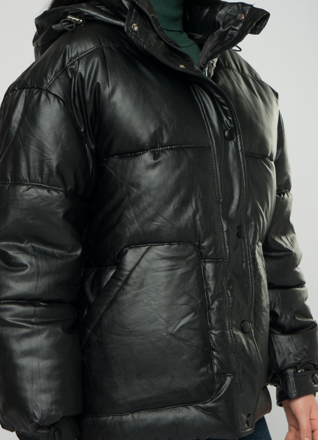 Теплая куртка из искусственной кожи модель № 73426 универмаг малина