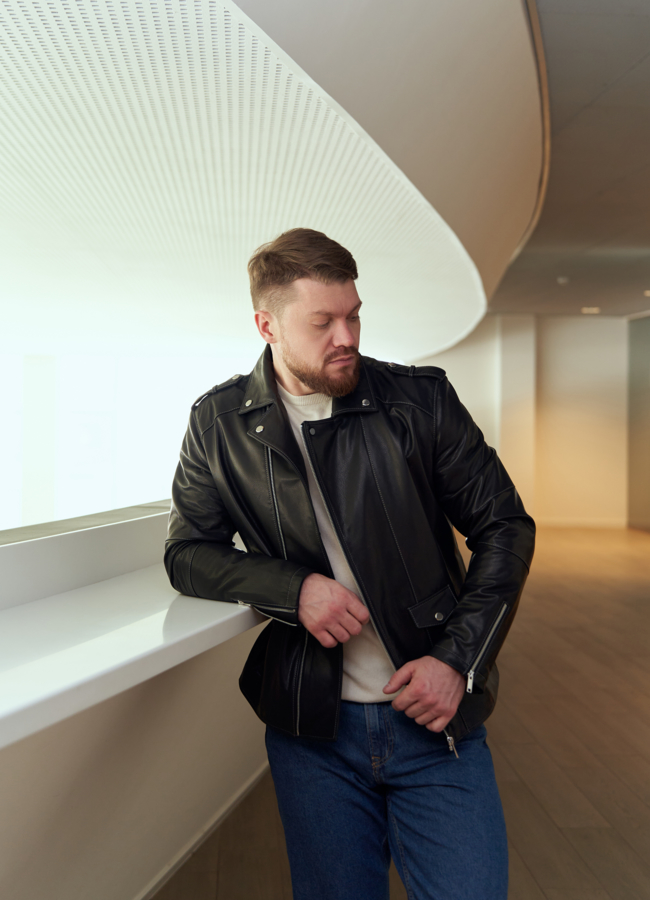 Мужская косуха из натуральной кожи модель № W826 в кредит