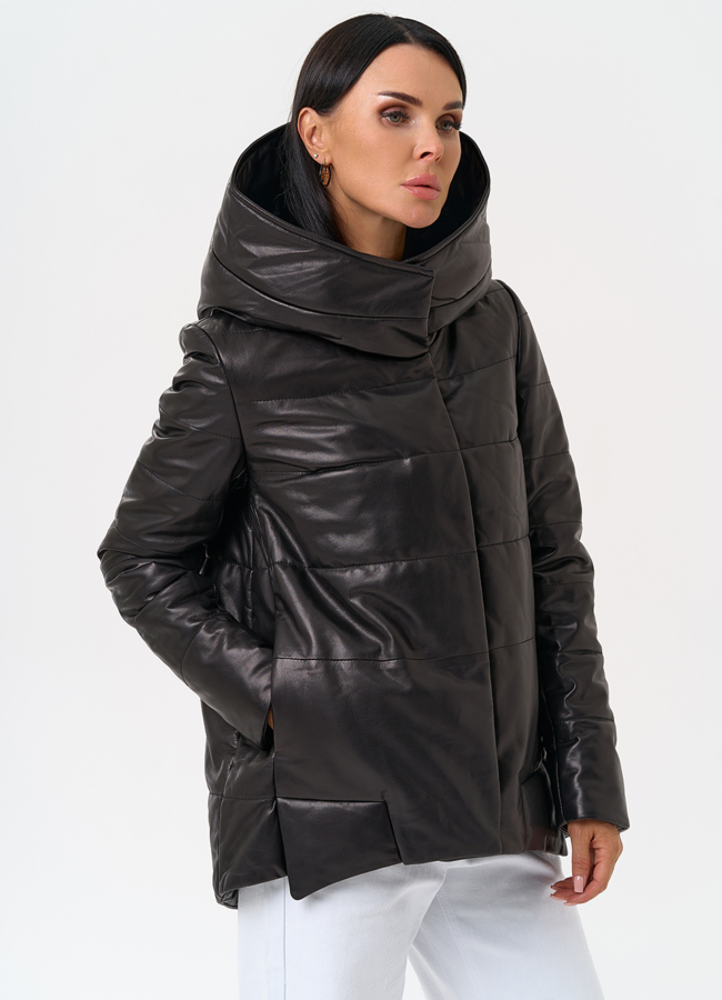 Теплая куртка из натуральной кожи модель № 75324 универмаг малина