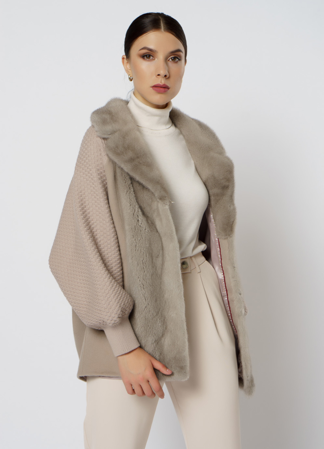 Кардиган с мехом модель № 2021-1 универмаг малина