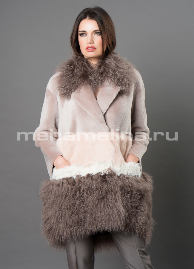 Дубленка премиум модель № D-243 универмаг малина