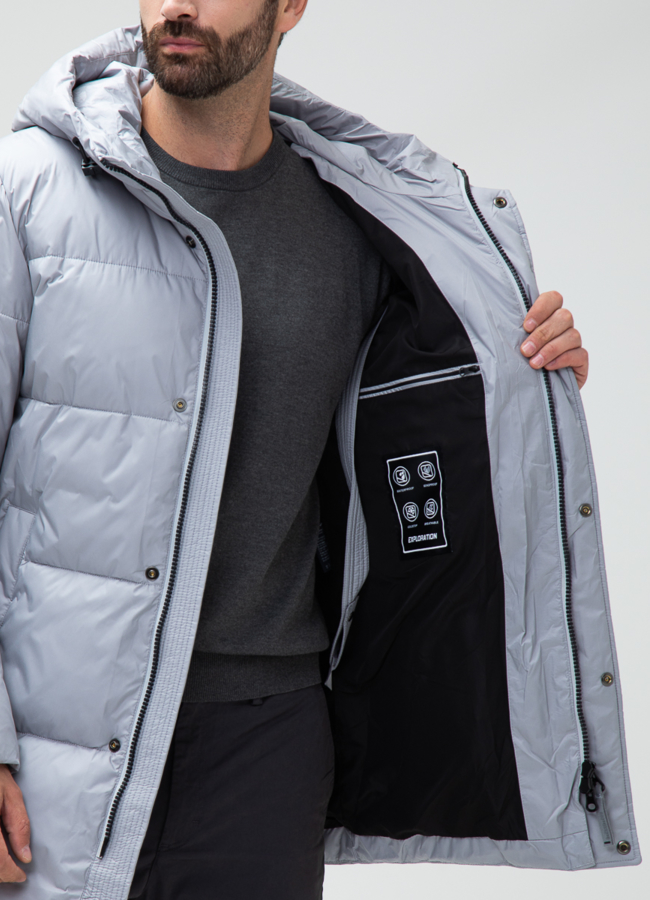 Мужской пуховик с капюшоном  модель № 28870 универмаг малина