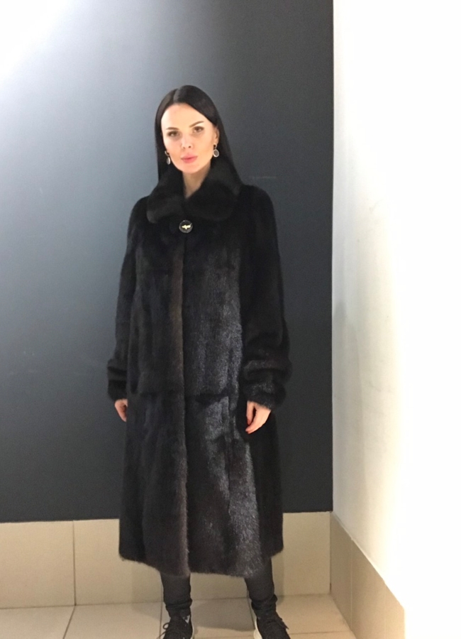 Норковая шуба в цвете махагон модель № 110318 меха малина