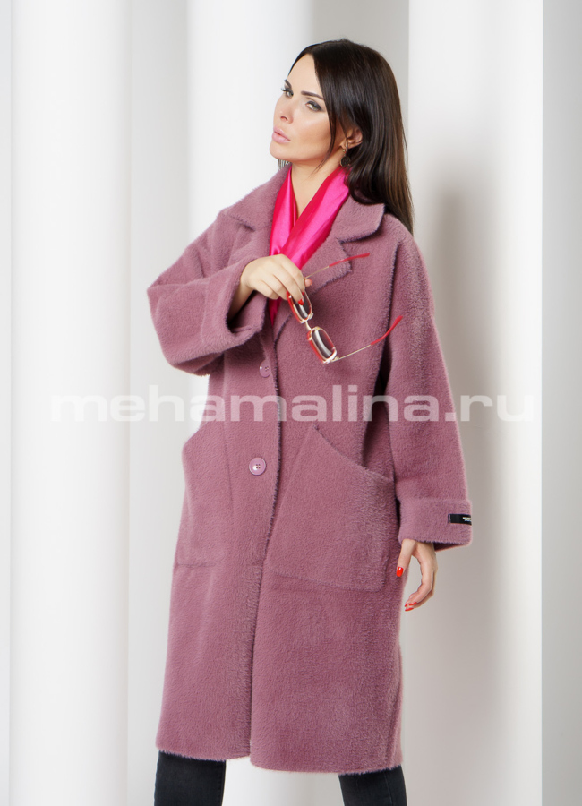 Пальто oversize с английским воротником на кнопках модель № 9807 универмаг малина