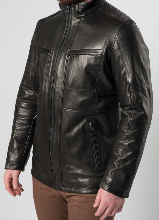 Куртка кожаная черного цвета модель № 870 в рассрочку