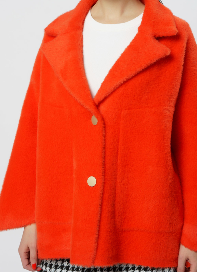 Кардиган с удлиненной спинкой оранжевого цвета модель № 18313 в рассрочку