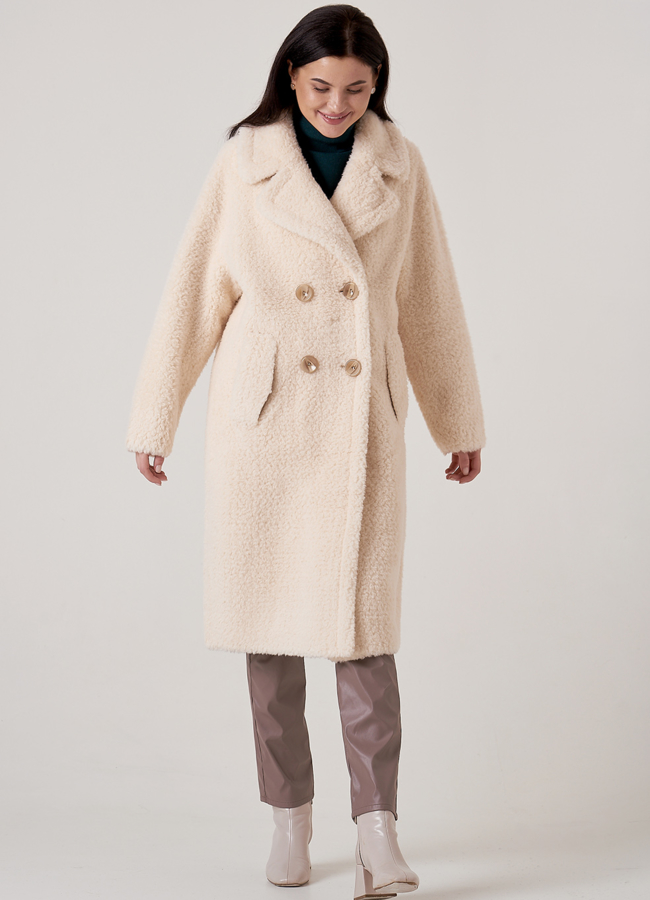 Светлая шуба из искусственного меха модель № 207 универмаг малина