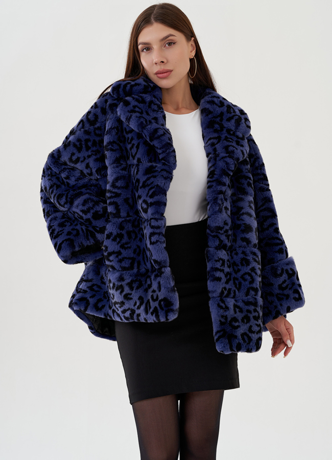 Укороченная шуба из кролика  модель № 81495 универмаг малина