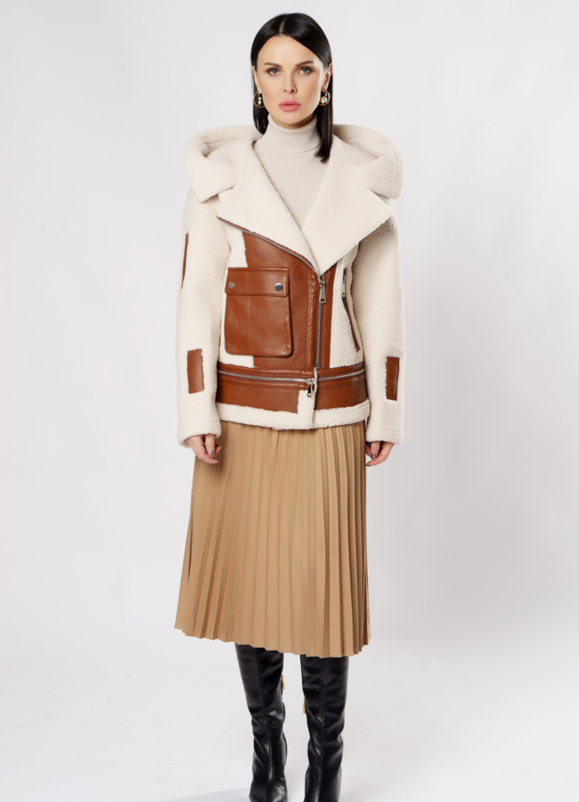 фото Укороченная дубленка из эко кожи  модель № 2070-1