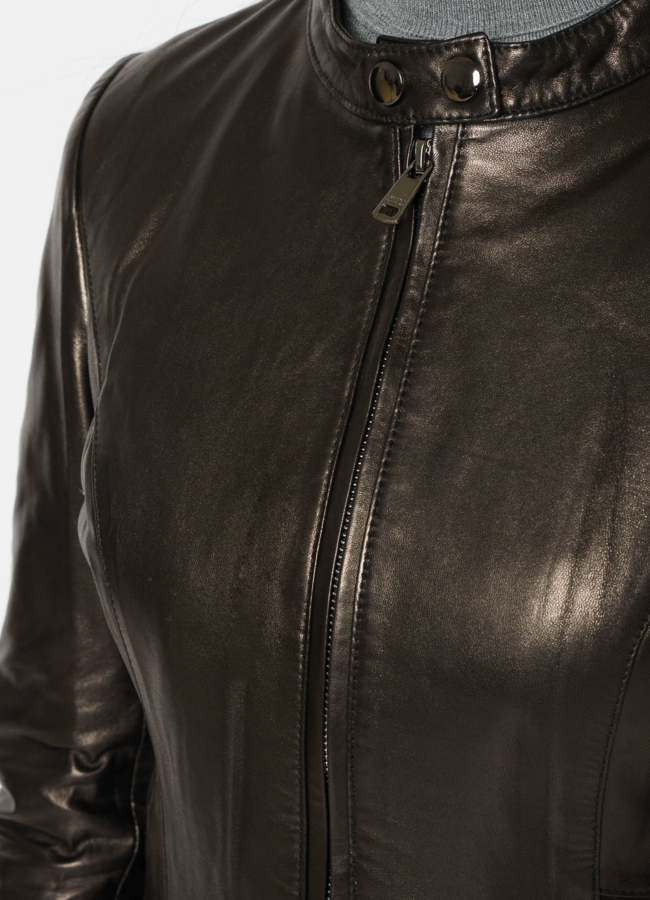 Куртка кожаная на молнии модель № 10627 универмаг малина