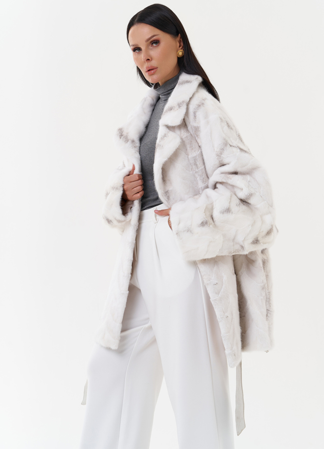 Шуба из скандинавской норки с английским воротником модель № 27635 универмаг малина