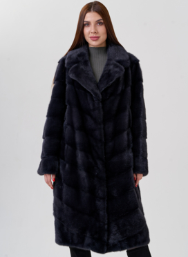 Норковая шуба с английским воротником в сером цвете Норковая шуба с английским воротником в сером цвете