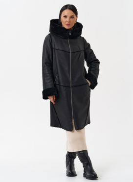 Натуральная дубленка с капюшоном