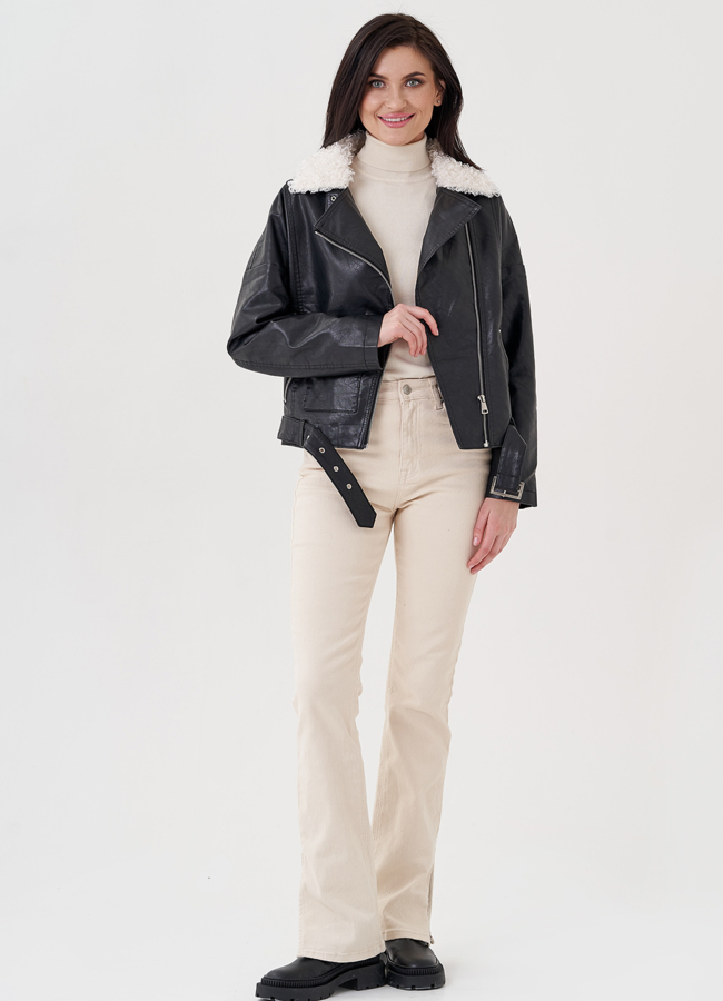 Куртка косуха демисезонная из эко кожи на утеплителе модель № 23997 в рассрочку