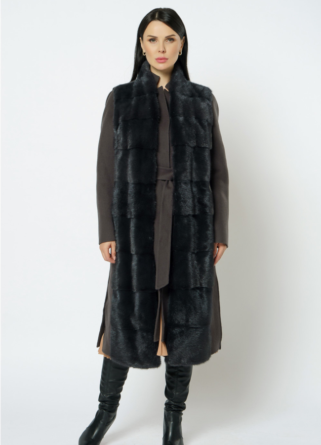 Пальто-жилет серого цвета модель № 2300/1 универмаг малина