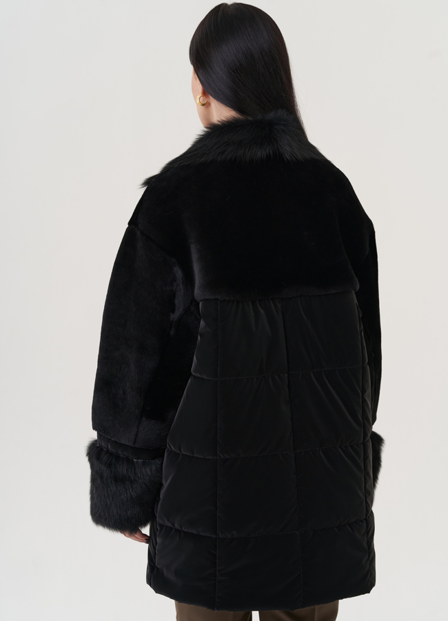 Женский пуховик с отделкой из тосканы  модель № 25910 универмаг малина