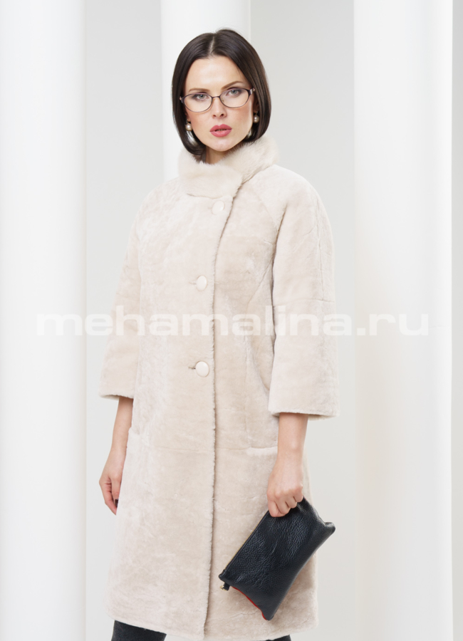 Шуба астраган, отделка норка модель № S-328 универмаг малина