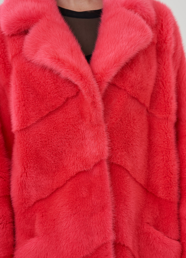 Шуба из норки с английским воротником  модель № 24706 в рассрочку