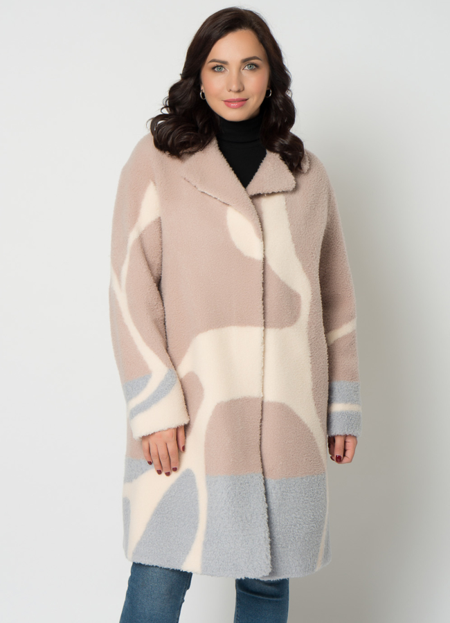 Полупальто из шерсти с английским воротником модель № 19257 меха малина