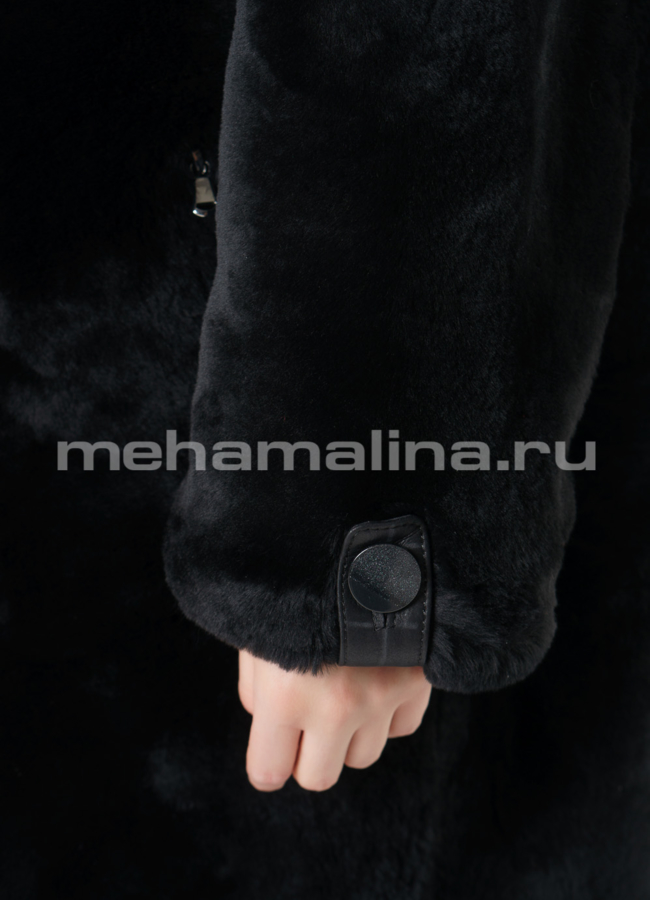 Дубленка из овчины на молнии с капюшоном модель № 3486 универмаг малина