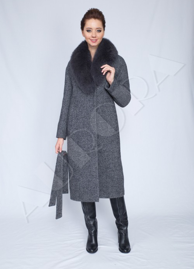 Удлиненное зимнее пальто Aurora модель № 363Z меха малина