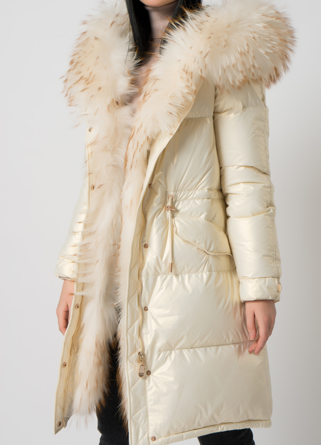 Парка- пуховик белого цвета модель № 75734 в рассрочку