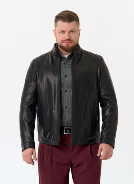 Мужская куртка из натуральной кожи черного цвета