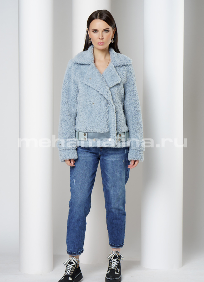 фото Куртка - пилот из эко меха на кнопках с воротником модель № 970