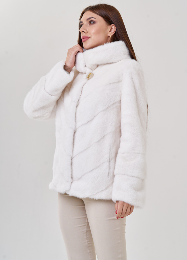 Куртка из норки в белом цвете модель № 79057 универмаг малина
